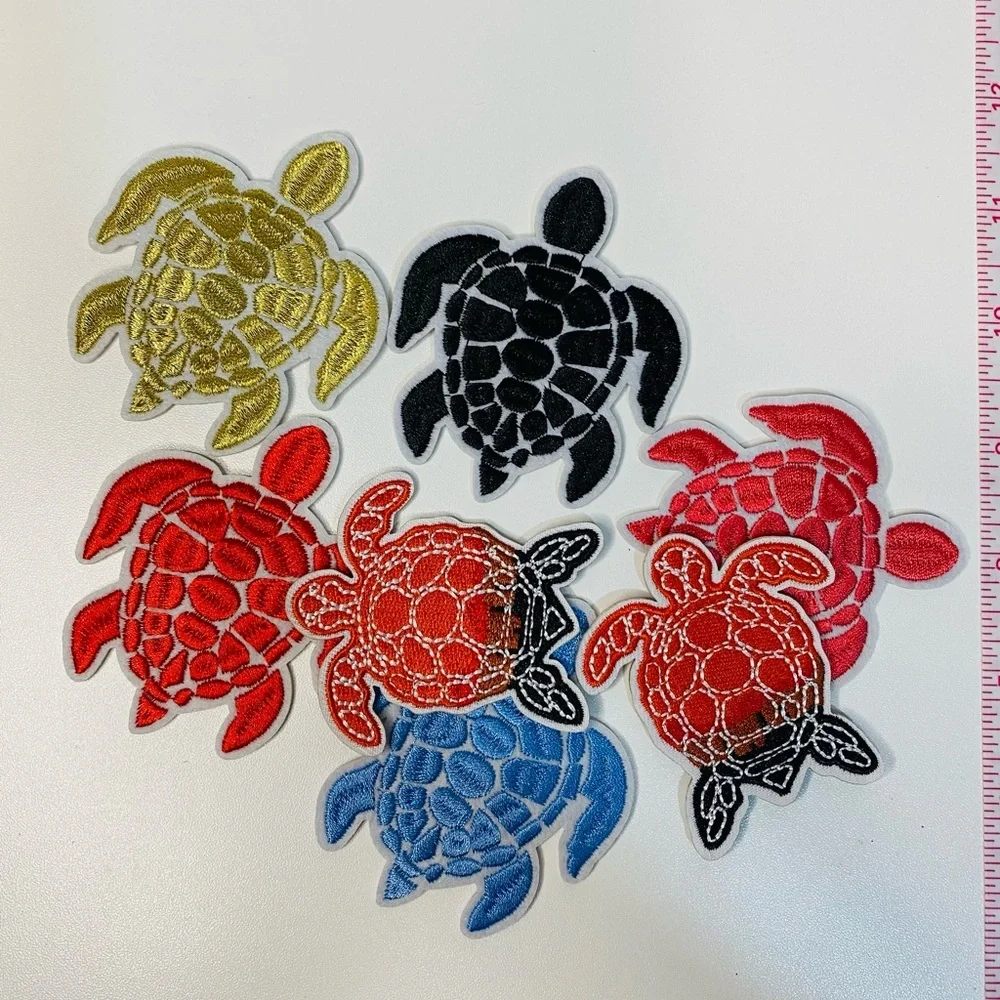 Lot of 7 sea turtle embroidered iron on patches, womens accessories, DIY project